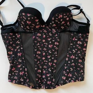 Jacob corset BLACK with pink flowers.